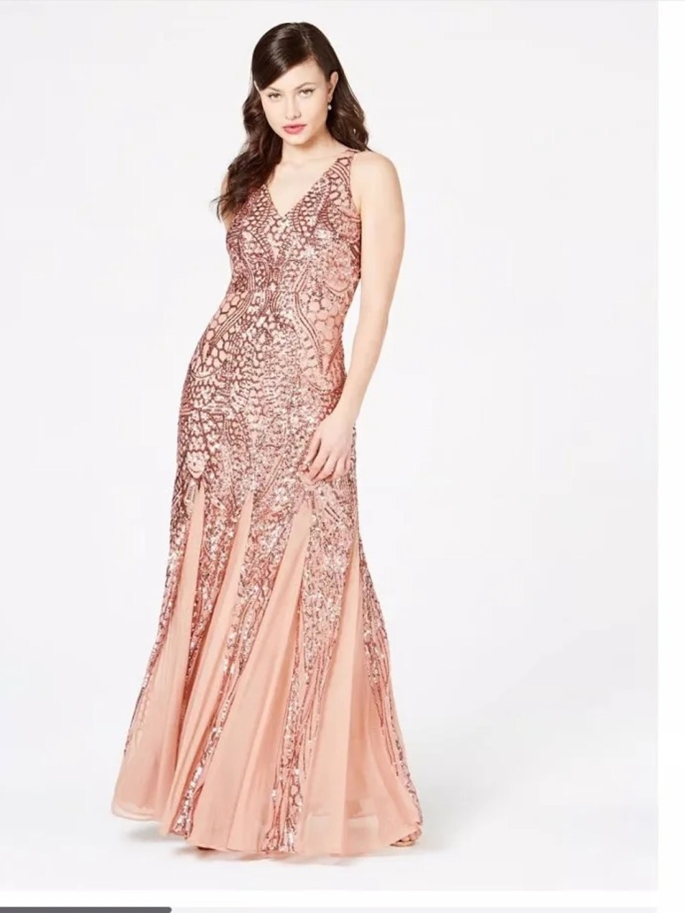 Formal Sequins Gown Plus Size Nightway Rose Gold